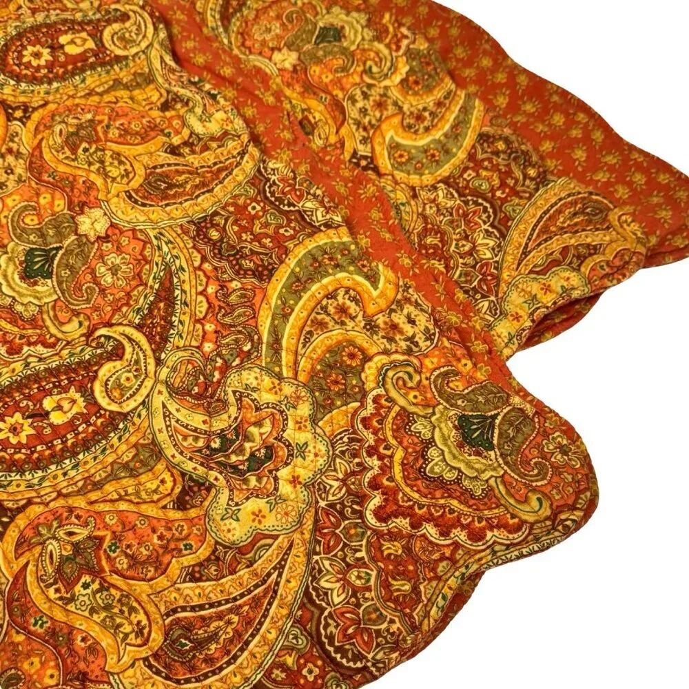 VTG Paisley Floral Quilted Pillow Shams 2 PCs Standard Cotton Cottage Farm